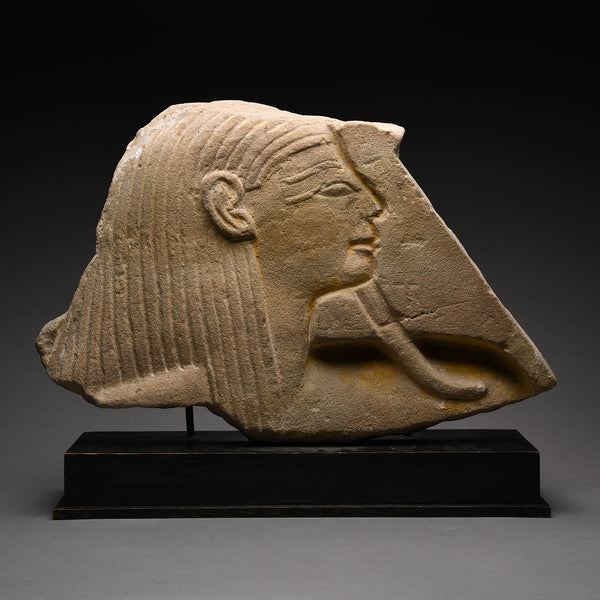 Egyptian Sandstone Relief of a Bearded Deity