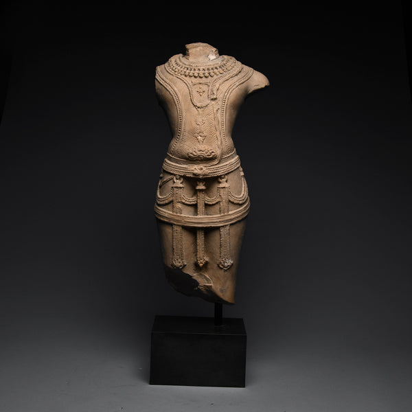 Indian Carved Sandstone Torso of a Male Diety