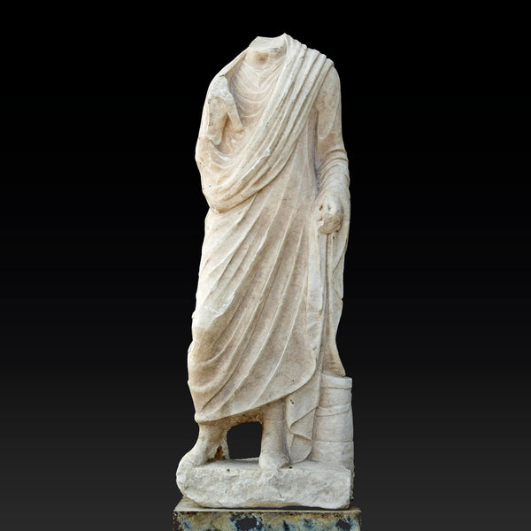 Over Life-Sized Roman Marble Togatus Figure
