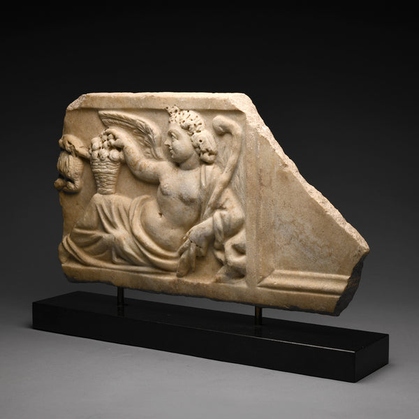 Roman Marble Sarcophagus Lid Fragment