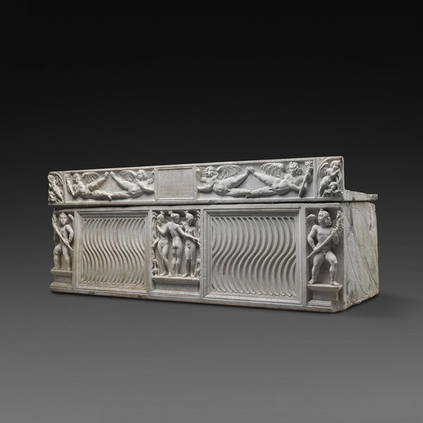 Roman Marble Strigillated Sarcophagus