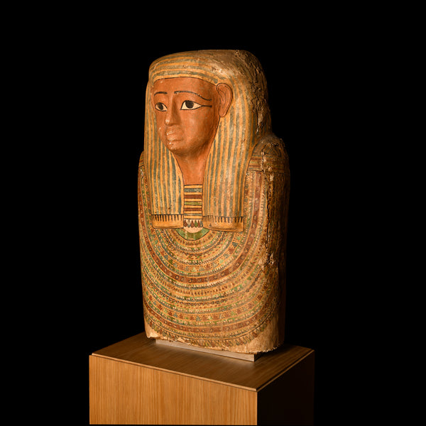 Egyptian Polychrome Wood Sarcophagus Fragment