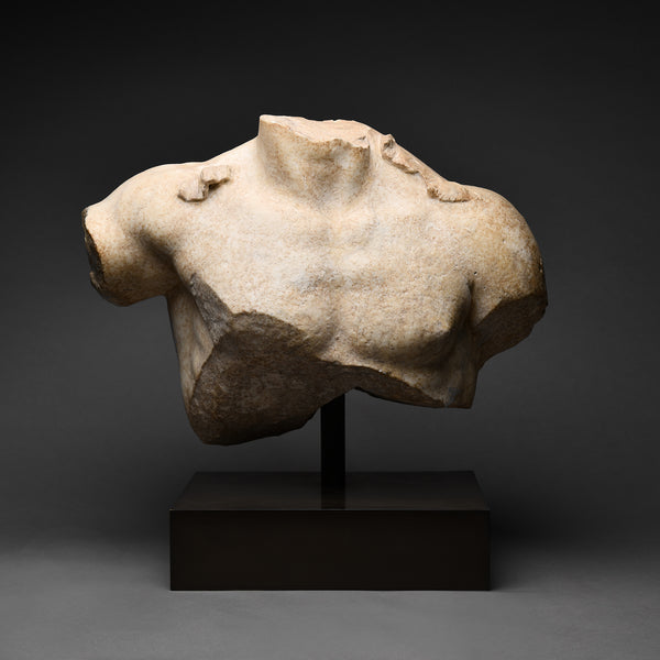 Imperial Roman Marble Torso Fragment of a Heroic Male Youth