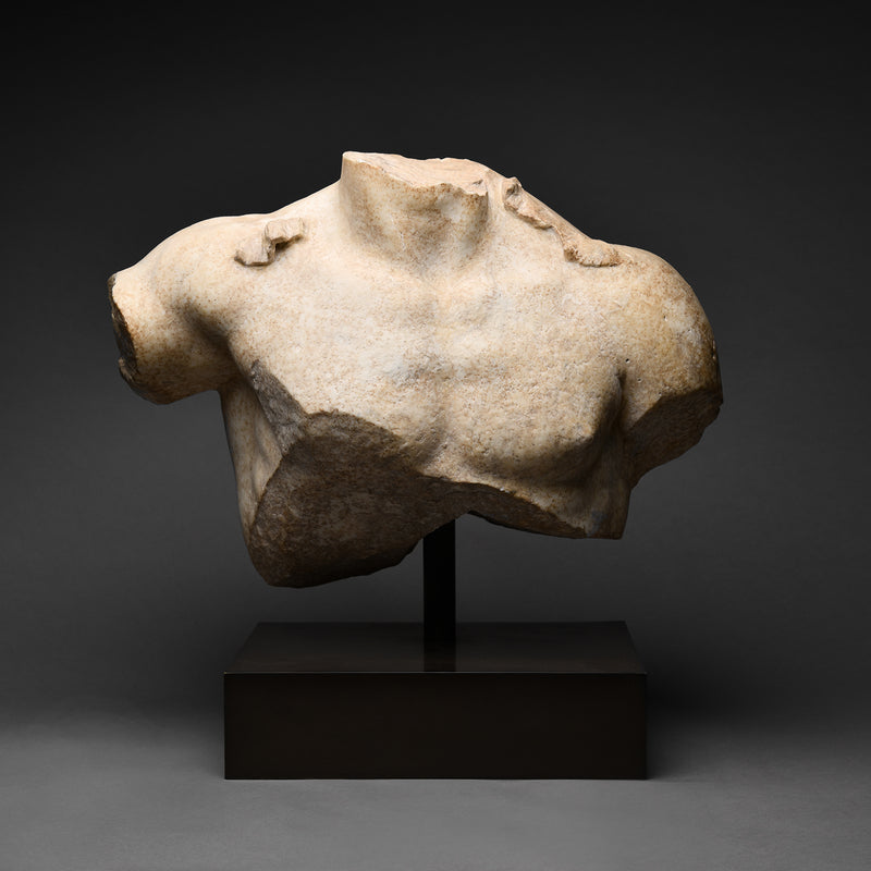 Imperial Roman Marble Torso Fragment of a Heroic Male Youth