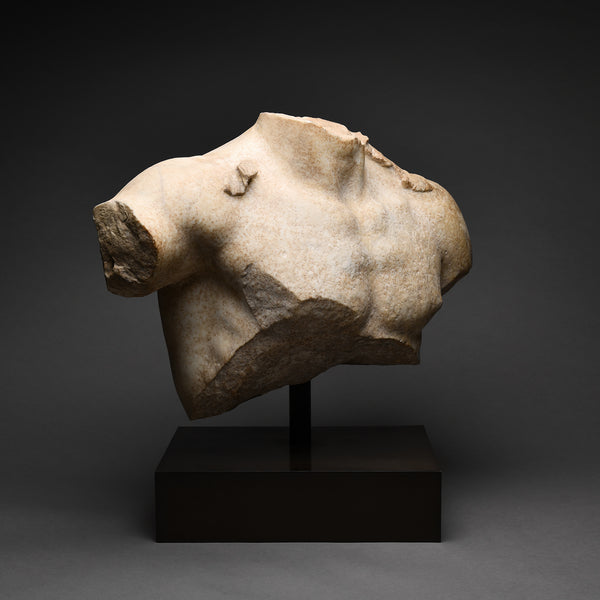 Imperial Roman Marble Torso Fragment of a Heroic Male Youth