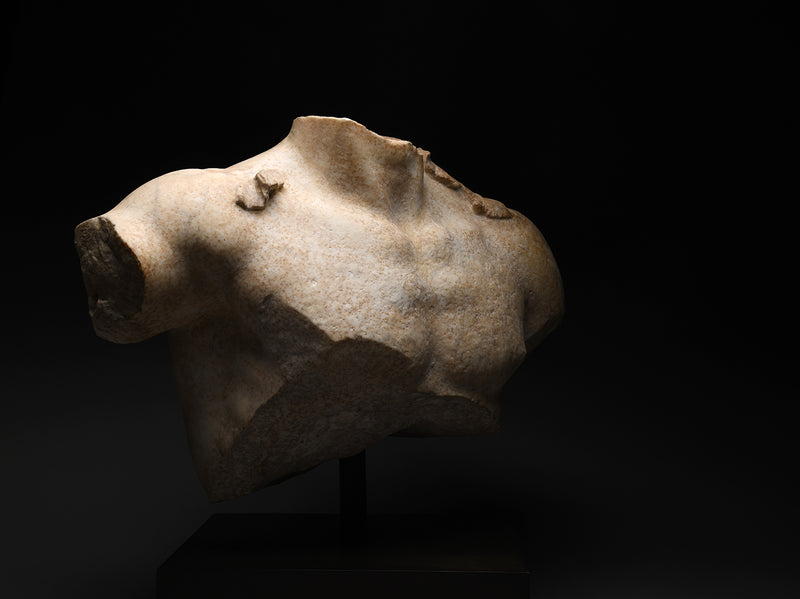 Imperial Roman Marble Torso Fragment of a Heroic Male Youth