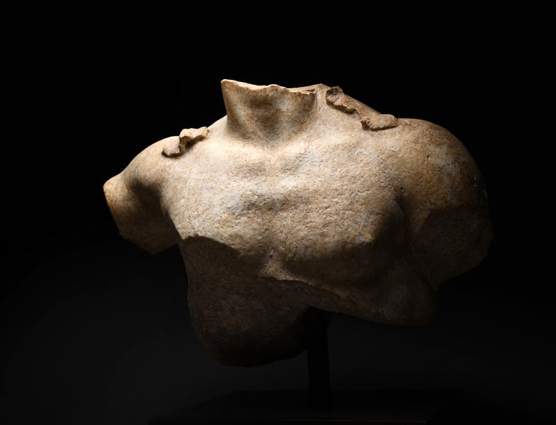 Imperial Roman Marble Torso Fragment of a Heroic Male Youth
