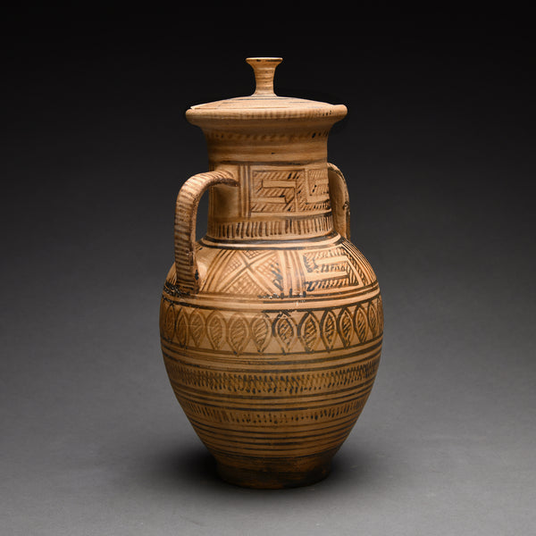 Greek Geometric Pottery Amphora and Lid