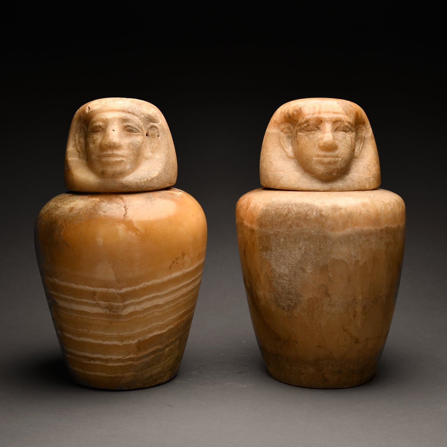 Two Egyptian Alabaster Canopic Jars – monumentgalleryla