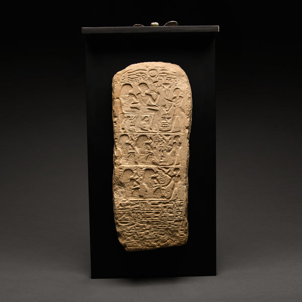 Egyptian Limestone Narrow Round-Topped Stele