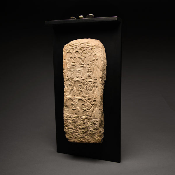 Egyptian Limestone Narrow Round-Topped Stele