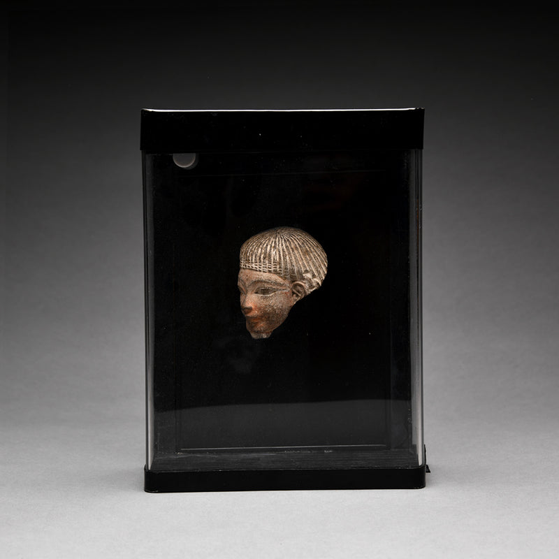Fragmentary Egyptian Painted Limestone Head of an Official
