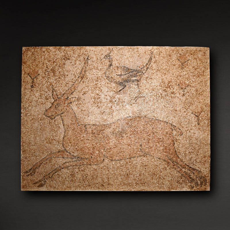 A Roman Marble Mosaic Panel Depicting a Deer