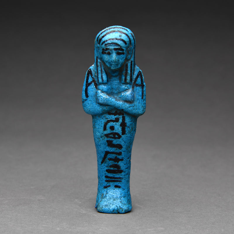 Egyptian Bright Blue Faience Shabti for Nestanebettawy