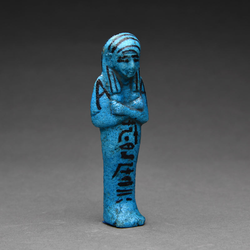 Egyptian Bright Blue Faience Shabti for Nestanebettawy