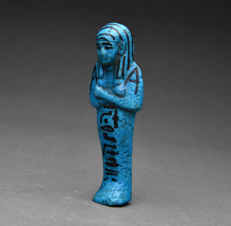 Egyptian Bright Blue Faience Shabti for Nestanebettawy