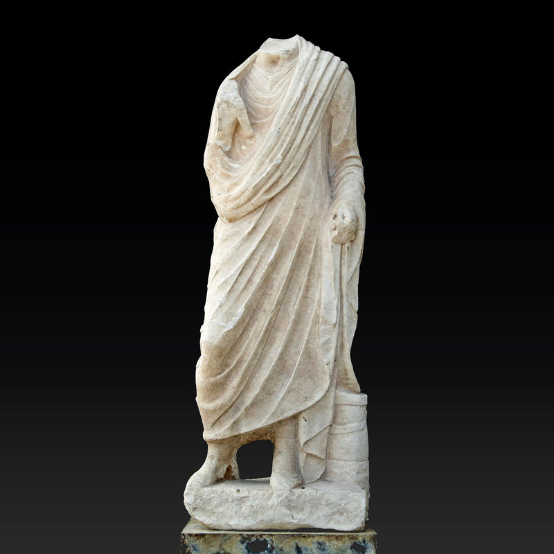 Over Life-Sized Roman Marble Togatus Figure