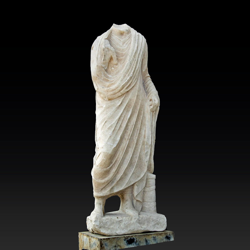 Over Life-Sized Roman Marble Togatus Figure