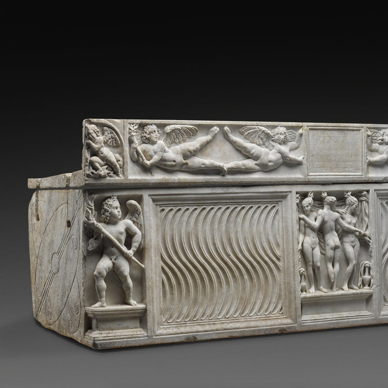 Roman Marble Strigillated Sarcophagus