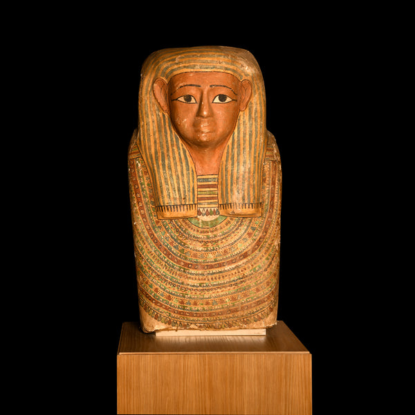 Egyptian Polychrome Wood Sarcophagus Fragment